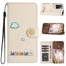 For OPPO A57 5G / 4G Cartoon Cats Leather Phone Case(Beige White) - 1