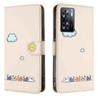 For OPPO A57 5G / 4G Cartoon Cats Leather Phone Case(Beige White) - 2