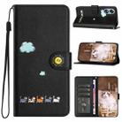 For OPPO A58 4G Cartoon Cats Leather Phone Case(Black) - 1