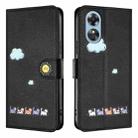 For OPPO A58 4G Cartoon Cats Leather Phone Case(Black) - 2