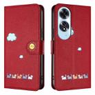 For OPPO A60 4G Cartoon Cats Leather Phone Case(Red) - 2