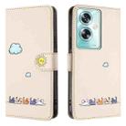 For OPPO A79 5G Cartoon Cats Leather Phone Case(Beige White) - 2