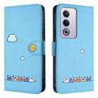 For OPPO A80 Cartoon Cats Leather Phone Case(Blue) - 2