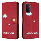 For OPPO A93 5G / A74 5G Cartoon Cats Leather Phone Case(Red) - 2