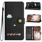 For OPPO A93 5G / A74 5G Cartoon Cats Leather Phone Case(Black) - 1
