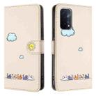 For OPPO A93 5G / A74 5G Cartoon Cats Leather Phone Case(Beige White) - 2