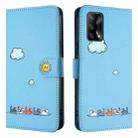 For OPPO F19 / F19s Cartoon Cats Leather Phone Case(Blue) - 2