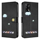 For OPPO F19 / F19s Cartoon Cats Leather Phone Case(Black) - 2