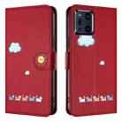 For OPPO Find X3 Cartoon Cats Leather Phone Case(Red) - 2