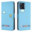 For OPPO Find X3 Cartoon Cats Leather Phone Case(Blue) - 2