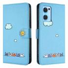 For OPPO Reno7 5G / Find X5 Lite Cartoon Cats Leather Phone Case(Blue) - 2