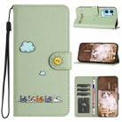 For OPPO Reno7 5G / Find X5 Lite Cartoon Cats Leather Phone Case(Green) - 1