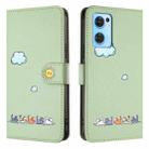 For OPPO Reno7 5G / Find X5 Lite Cartoon Cats Leather Phone Case(Green) - 2