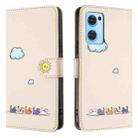 For OPPO Reno7 5G / Find X5 Lite Cartoon Cats Leather Phone Case(Beige White) - 2