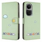 For OPPO Reno10 / Reno10 Pro Cartoon Cats Leather Phone Case(Green) - 2