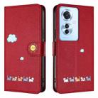 For OPPO Reno11 F Cartoon Cats Leather Phone Case(Red) - 2