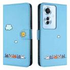 For OPPO Reno11 F Cartoon Cats Leather Phone Case(Blue) - 2