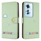 For OPPO Reno11 F Cartoon Cats Leather Phone Case(Green) - 2