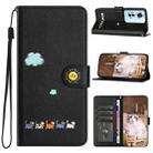 For OPPO Reno11 F Cartoon Cats Leather Phone Case(Black) - 1