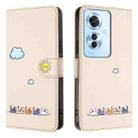 For OPPO Reno11 F Cartoon Cats Leather Phone Case(Beige White) - 2