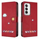 For OPPO Reno12 5G Global Cartoon Cats Leather Phone Case(Red) - 2