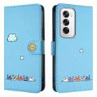 For OPPO Reno12 5G Global Cartoon Cats Leather Phone Case(Blue) - 2