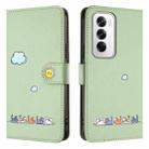 For OPPO Reno12 5G Global Cartoon Cats Leather Phone Case(Green) - 2