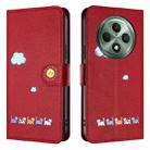 For OPPO Reno12 F 4G Cartoon Cats Leather Phone Case(Red) - 2