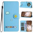 For OPPO Reno12 F 4G Cartoon Cats Leather Phone Case(Blue) - 1