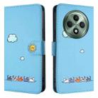 For OPPO Reno12 F 4G Cartoon Cats Leather Phone Case(Blue) - 2