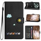 For OPPO Reno12 F 4G Cartoon Cats Leather Phone Case(Black) - 1