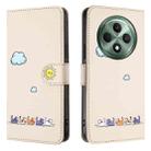 For OPPO Reno12 F 4G Cartoon Cats Leather Phone Case(Beige White) - 2