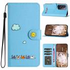 For OPPO Reno12 Pro 5G Global Cartoon Cats Leather Phone Case(Blue) - 1