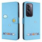For OPPO Reno12 Pro 5G Global Cartoon Cats Leather Phone Case(Blue) - 2