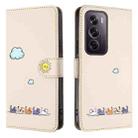 For OPPO Reno12 Pro 5G Global Cartoon Cats Leather Phone Case(Beige White) - 2