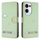 For OPPO Reno13 5G Global  Cartoon Cats Leather Phone Case(Green) - 2