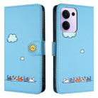 For OPPO Reno13 F 5G Cartoon Cats Leather Phone Case(Blue) - 2