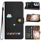 For OPPO Reno13 F 5G Cartoon Cats Leather Phone Case(Black) - 1