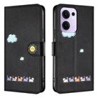 For OPPO Reno13 F 5G Cartoon Cats Leather Phone Case(Black) - 2