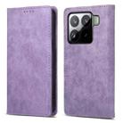 For Xiaomi 15 Business Solid Color Magnetic RFID Leather Phone Case(Purple) - 1