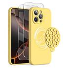 For iPhone 16 Pro Max Silicone Suction Cup MagSafe Phone Case with Screen Film(Yellow) - 1