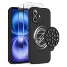 For iPhone 16 Plus Silicone Suction Cup MagSafe Phone Case with Screen Film(Black) - 1