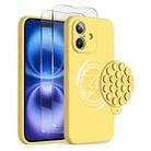 For iPhone 16 Plus Silicone Suction Cup MagSafe Phone Case with Screen Film(Yellow) - 1