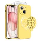 For iPhone 15 Plus Silicone Suction Cup MagSafe Phone Case with Screen Film(Yellow) - 1