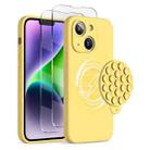 For iPhone 14 Silicone Suction Cup MagSafe Phone Case with Screen Film(Yellow) - 1