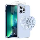 For iPhone 13 Pro Max Silicone Suction Cup MagSafe Phone Case with Screen Film(Sierra Blue) - 1