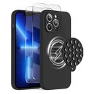 For iPhone 13 Pro Silicone Suction Cup MagSafe Phone Case with Screen Film(Black) - 1