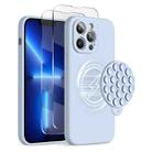 For iPhone 13 Pro Silicone Suction Cup MagSafe Phone Case with Screen Film(Sierra Blue) - 1