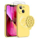 For iPhone 13 Silicone Suction Cup MagSafe Phone Case with Screen Film(Yellow) - 1