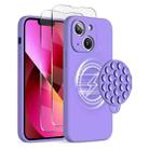 For iPhone 13 Silicone Suction Cup MagSafe Phone Case with Screen Film(Purple) - 1